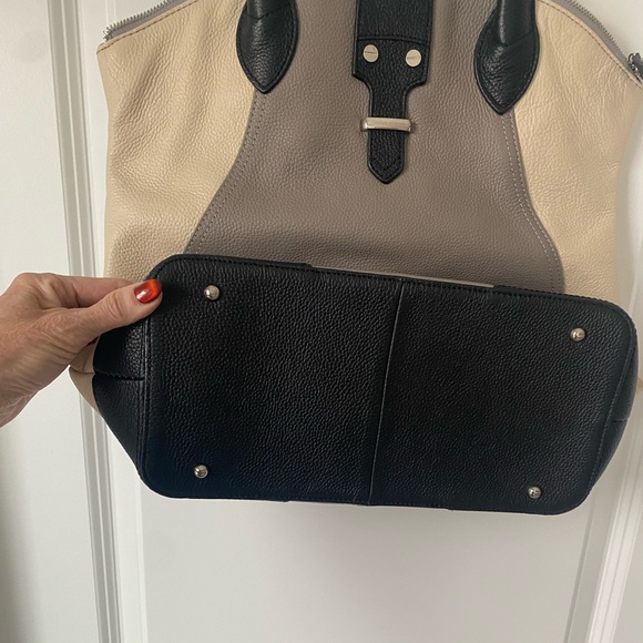 Charles Jourdan Colorblock Purse handbag satchel deep bag gray pebble leather EC - Picture 5 of 9